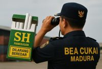 Ilustrasi rokok Ilegal Merek SH.