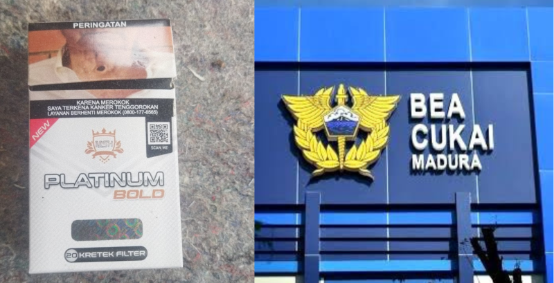 Rokok merek platinum bold dan kantor Bea Cukai Madura.