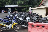 Sejumlah motor hasil razia polres Pamekasan 

