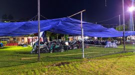 Polres Pamekasan Pasang Penutup Terpal untuk Motor Hasil Patroli Hunting System.