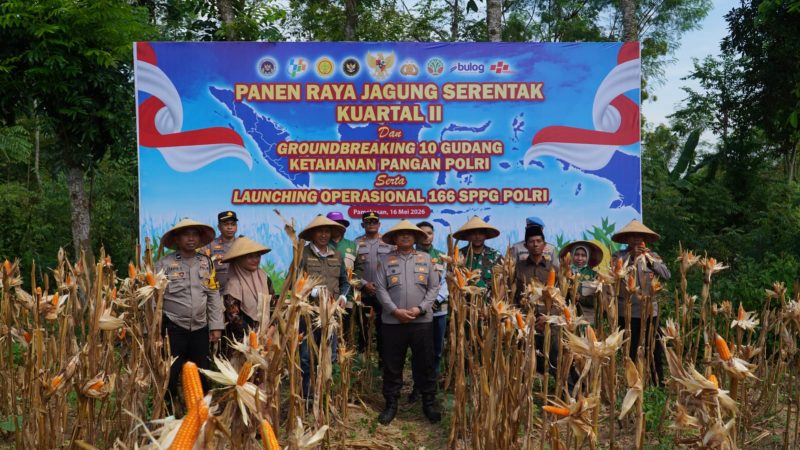 Kuartal 2, Polisi Pamekasan Panen Jagung Serentak di Kawasan Palengaan.