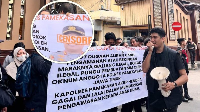 Demo Mabes Polri, Desak Usut Dugaan Setoran Uang Pengamanan Rokok Ilegal ke Oknum Polisi Pamekasan.