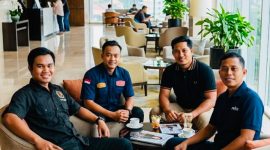 DARI KANAN: Ketua PWI Sumenep Faisal Warid, Ketua PWI Pamekasan Hairul Anam, Ketua PWI Sampang Hanggara Pratama Syahputra, dan Ketua PWI Bangkalan Mahmud Ismail. (Ist)